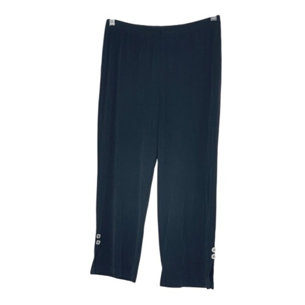 Chico's Pants Crop Traveller Women Size Medium Black Stretch Flowy‎ Comfort